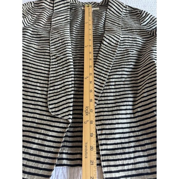 Ann Taylor Loft Striped Open Front Linen Jacket SZ 2 Career Office Collar - Picture 8 of 11